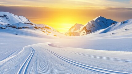 Fototapeta premium Serene Winter Landscape at Sunrise Perspective