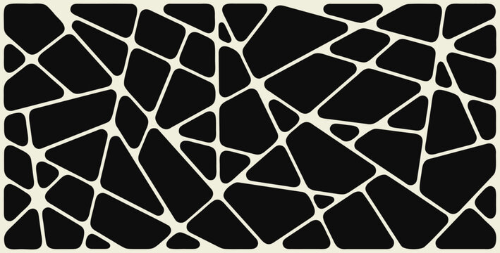 Abstract geometric broken background forming different shapes. Monochrome Voronoi chaotic crack pattern.  Modern vector illustration 