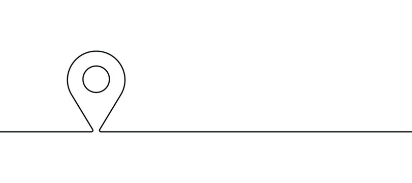 Minimalist Single Line Map Pin Icon with Continuous Path Drawing for Modern Navigation Web Header and Simple Location Journey Design