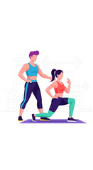 Obraz premium Personal Trainer Assisting Woman in Fitness Exercise.