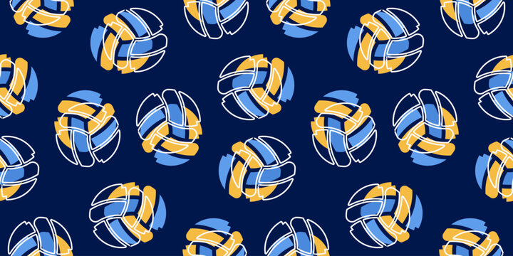 volleyball seamless pattern background vector illustration. hand drawn volleyball pattern. volleyball seamless pattern on blue bakcground