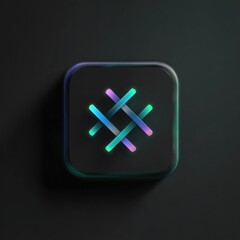 Obraz premium Abstract glowing geometric logo design on a dark background, showcasing modern aesthetics