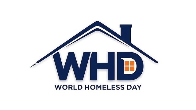 World homeless day logo with roof and window design