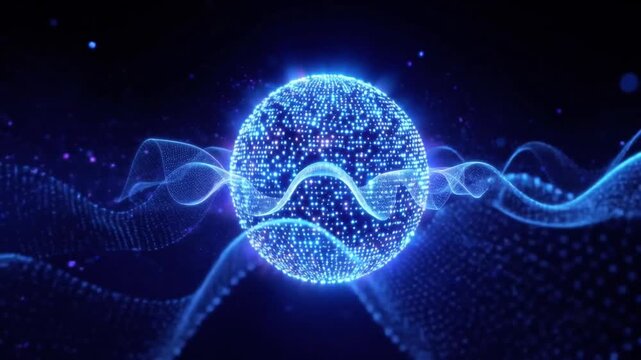 Quantum Energy Visualization: A mesmerizing digital depiction of quantum energy, showcasing the intricate dance of particles and waves in a symphony of light and motion.