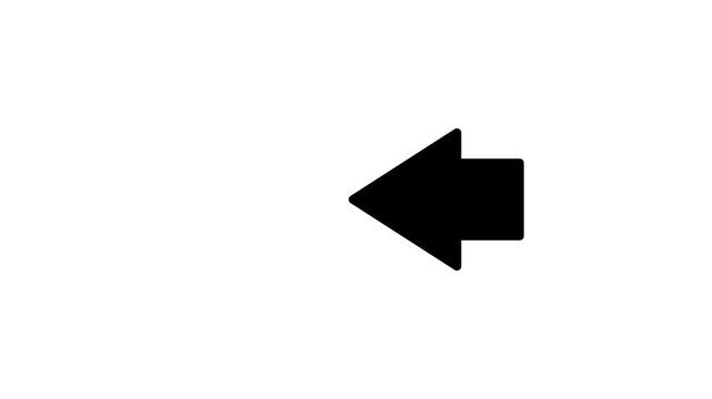 Motion Graphics left arrow icon animation on white background.