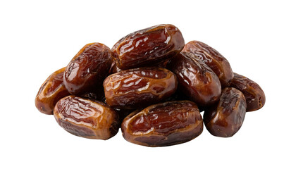 Obraz premium A pile of shiny brown dates arranged in a natural manner showcasing their rich texture and color cutout on alpha channel