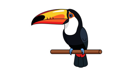 Fototapeta premium Toucan bird perched on a branch illustration.