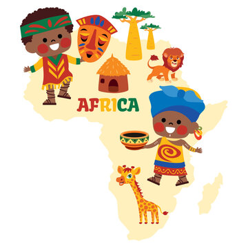 Cartoon Illustrations of African Lifestyle