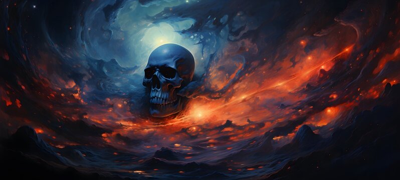 Astral vision skull meets cosmos ,generative AI