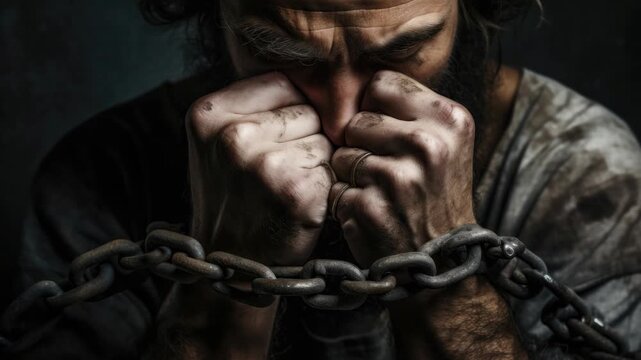 Suffering Man Chained