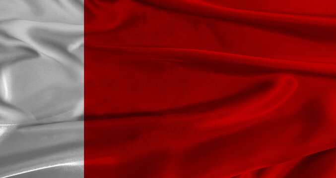 Flag of Dubai Emirati with fabric textured background. Close up of National flag of Dubai Emirati with realistic texture