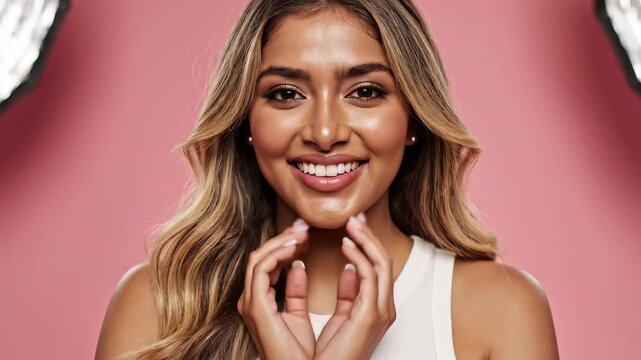 Woman with bright smile posing for photo