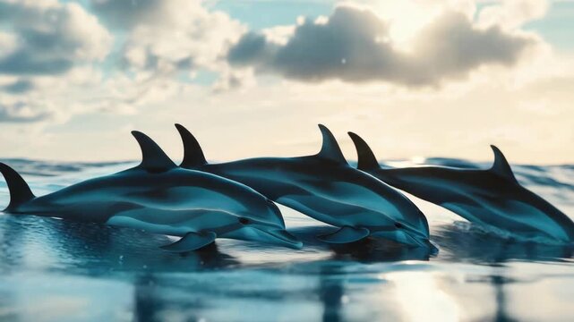 Dolphins Swimming in Ocean