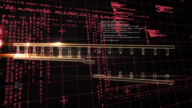 Animation of data processing and dna strand spinning