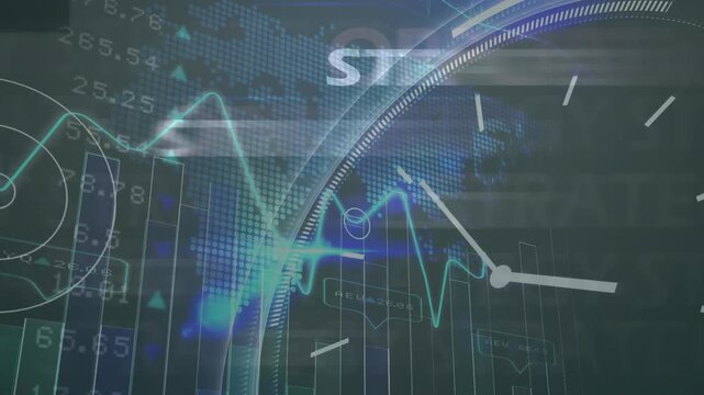 Animation of data processing over clock