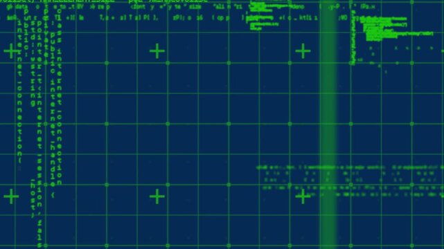 Animation of data processing on navy background