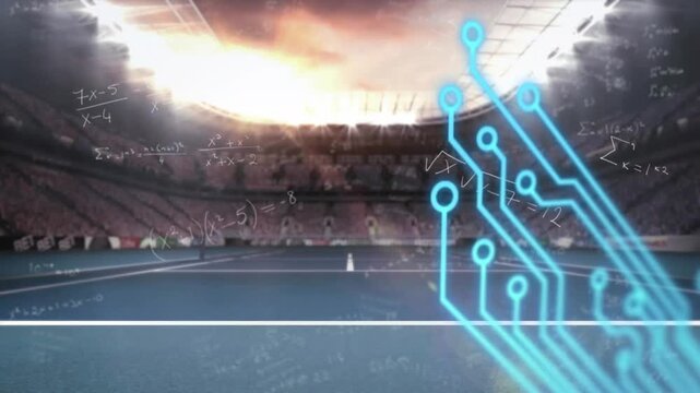 Animation of data processing over cityscape