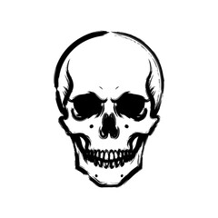 Obraz premium Grunge Skull Illustration - Black and White Graphic Design Element