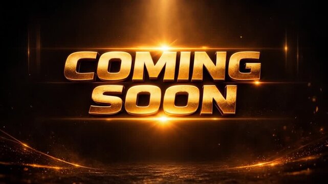 Coming Soon Gold Cinematic Text Luxury Announcement Motion Background 4K