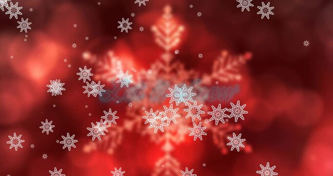 Animation of let it snow text over snow falling