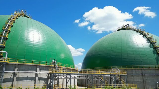Green industrial domes with foliage