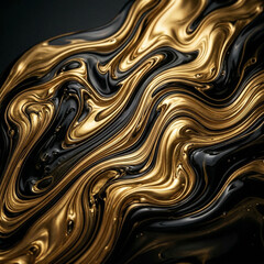 Fototapeta premium abstract images with flowing black, gold, green and white colors. Smooth, oil-like textures create intricate swirls and fluid patterns. Metallic reflections shimmer across glossy surfaces