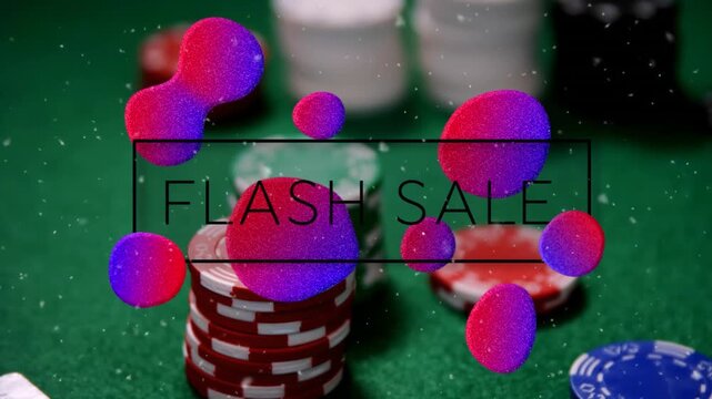 Animation of shapes and flash sale text over chips
