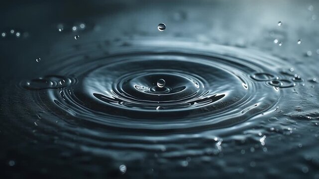 水が滴り落ちて広がる波紋