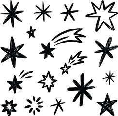 Obraz premium Collection of various star and explosion symbols