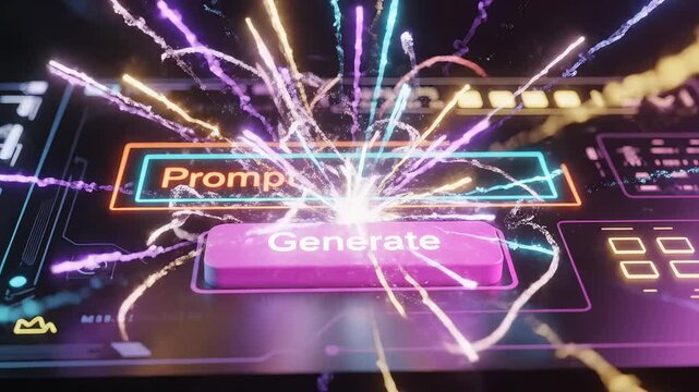 Futuristic interface with prompt and generate button