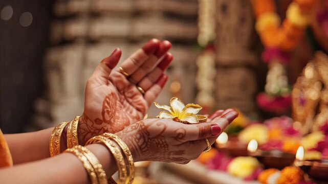 Akshaya Tritiya Festival Hands with Henna and Gold Ornaments