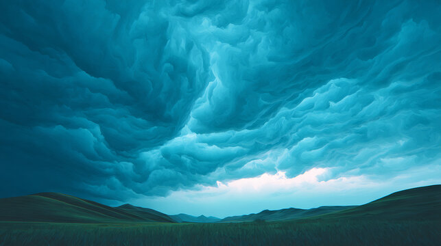 Contemporary storm clouds over sea water ocean