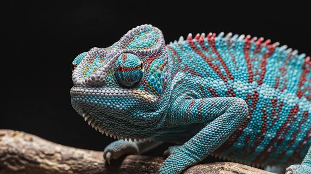 Colorful chameleon on a branch