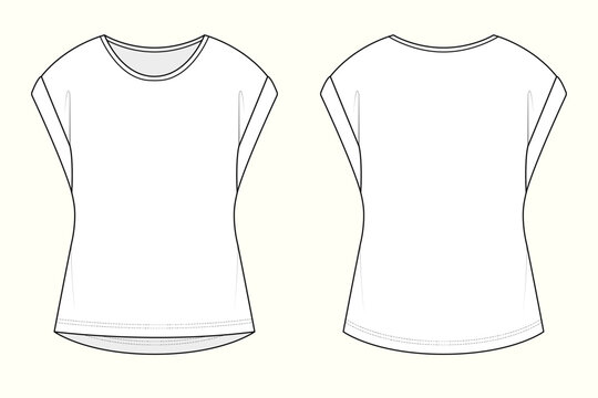 Women's Dolman Sleeve Draped Top Fashion Flat Sketch