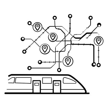 smart rail network visualization concept, Digital Railway Mapping vector icon design
