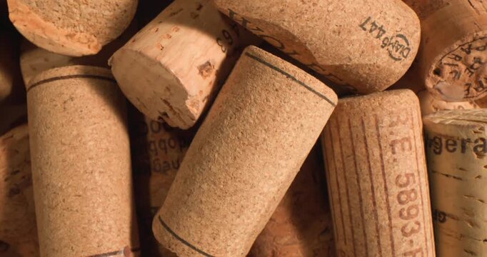 Corks collected from wine bottles for recycling and crafting ideas in a creative space