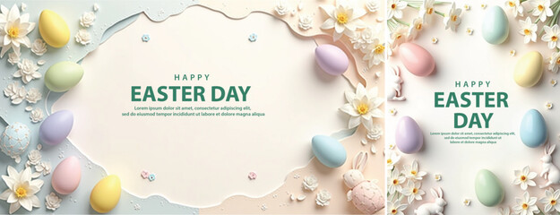Elegant easter day background, Decorative happy easter day background for website, social media template © Ftch.