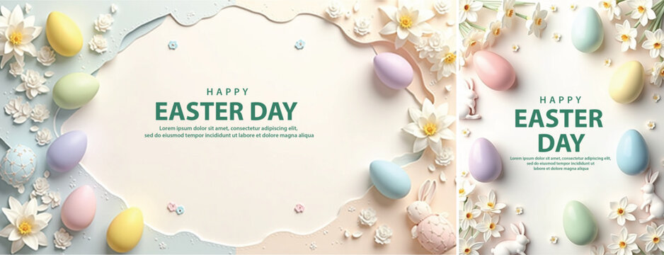 Elegant easter day background, Decorative happy easter day background for website, social media template