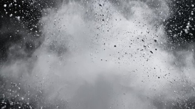White powder explosion on black background