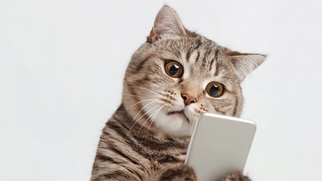 Smartphone shocked meme cat  white background cat-meme_1378