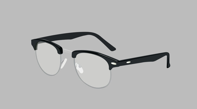 Vector illustration of browline glasses in a classic retro style. Stylish eyewear design inspired by vintage fashion, featuring a distinctive upper frame. Ideal for optical, fashion, lifestyle