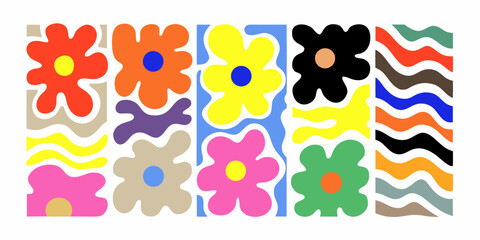 Fototapeta premium Colorful abstract floral pattern with wavy shapes and vibrant hues