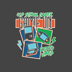 vintage game pad joystick vector illustration graphic tee © Saranya