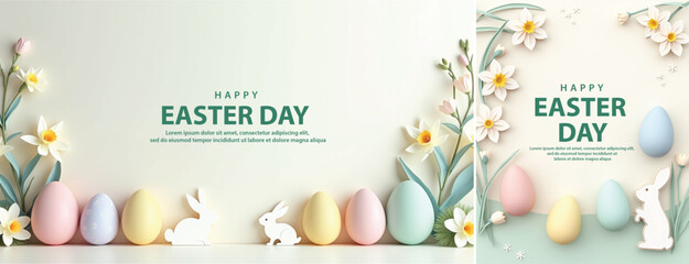 Elegant easter day background, Decorative happy easter day background for website, social media template © Ftch.