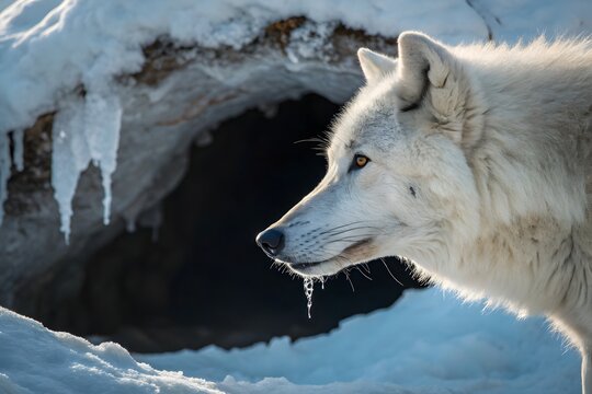 Arctic Wolf Close-Up Portrait in Snowy Environment
