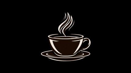 Obraz premium Elegant Minimalist Coffee Cup Design with Steam on Black Background