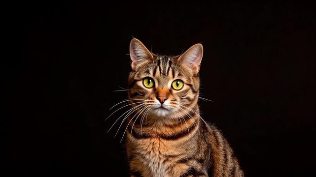 Tabby cat raising paw