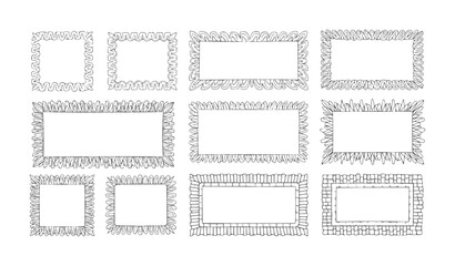 Obraz premium Collection of twelve hand drawn decorative rectangular and square frames border ornate