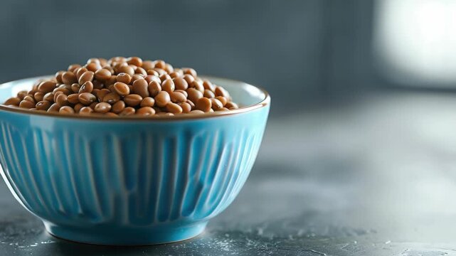 Healthy Blue Bowl Breakfast Beans Nutritious Snack Organic Vitality Protein Hearty Meal High Fiber
