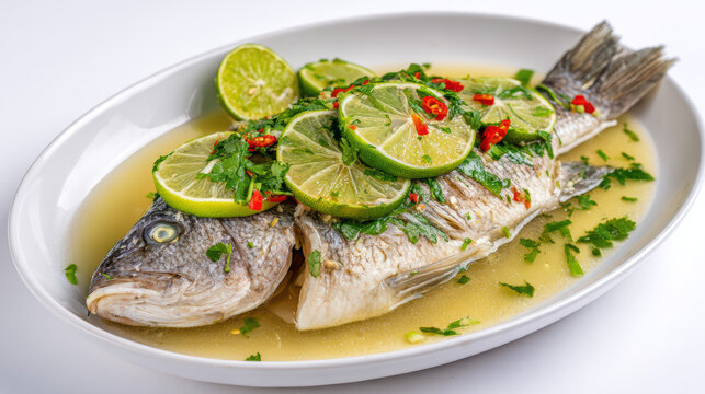 steamed sea bass with lime and herbs